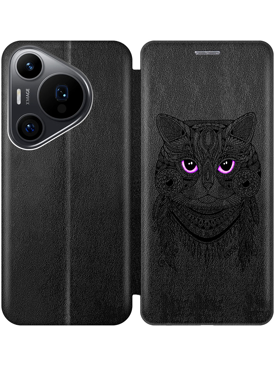 

Чехол-книжка на Huawei Pura 70 Pro / 70 Pro+ с принтом "Розовоглазая кошка" черный, 782625212