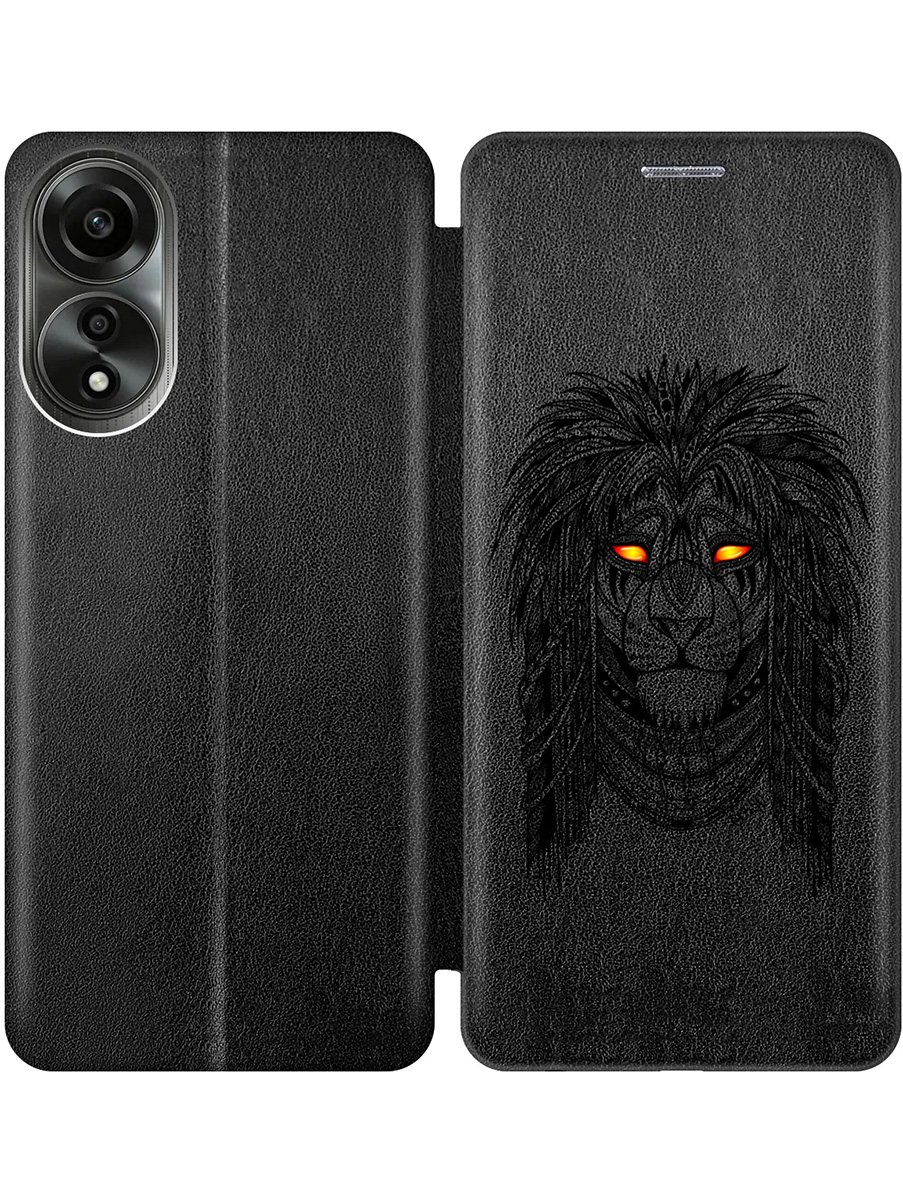 

Чехол-книжка на Oppo A78 4G с принтом "Желтоглазый лев" черный, Черный;прозрачный;красный;оранжевый, 782629412