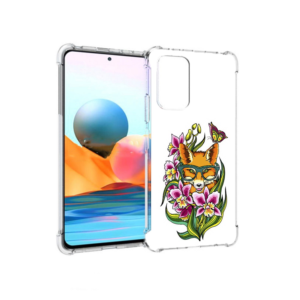 

Чехол MyPads Tocco для Xiaomi Redmi Note 10 Pro Лиса в цветах (PT158414.284.108), Прозрачный, Tocco