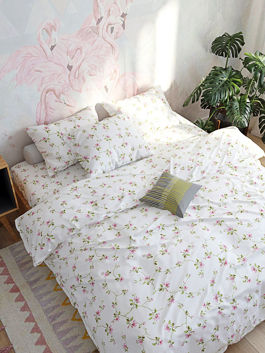 фото Пододеяльник сказка "весенние цветы" 1,5-спальный на молнии 145х215 см, перкаль