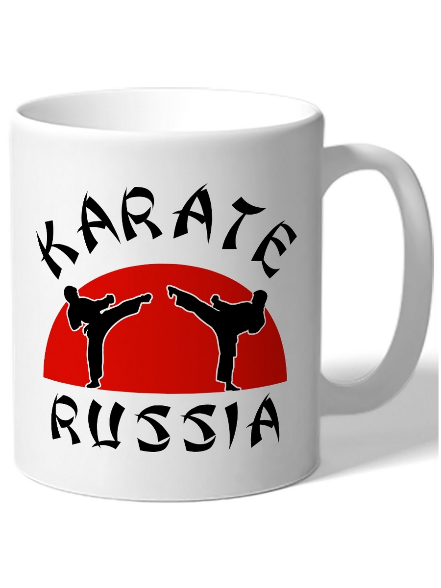 фото Кружка drabs karate, два силуэта, красный полукруг