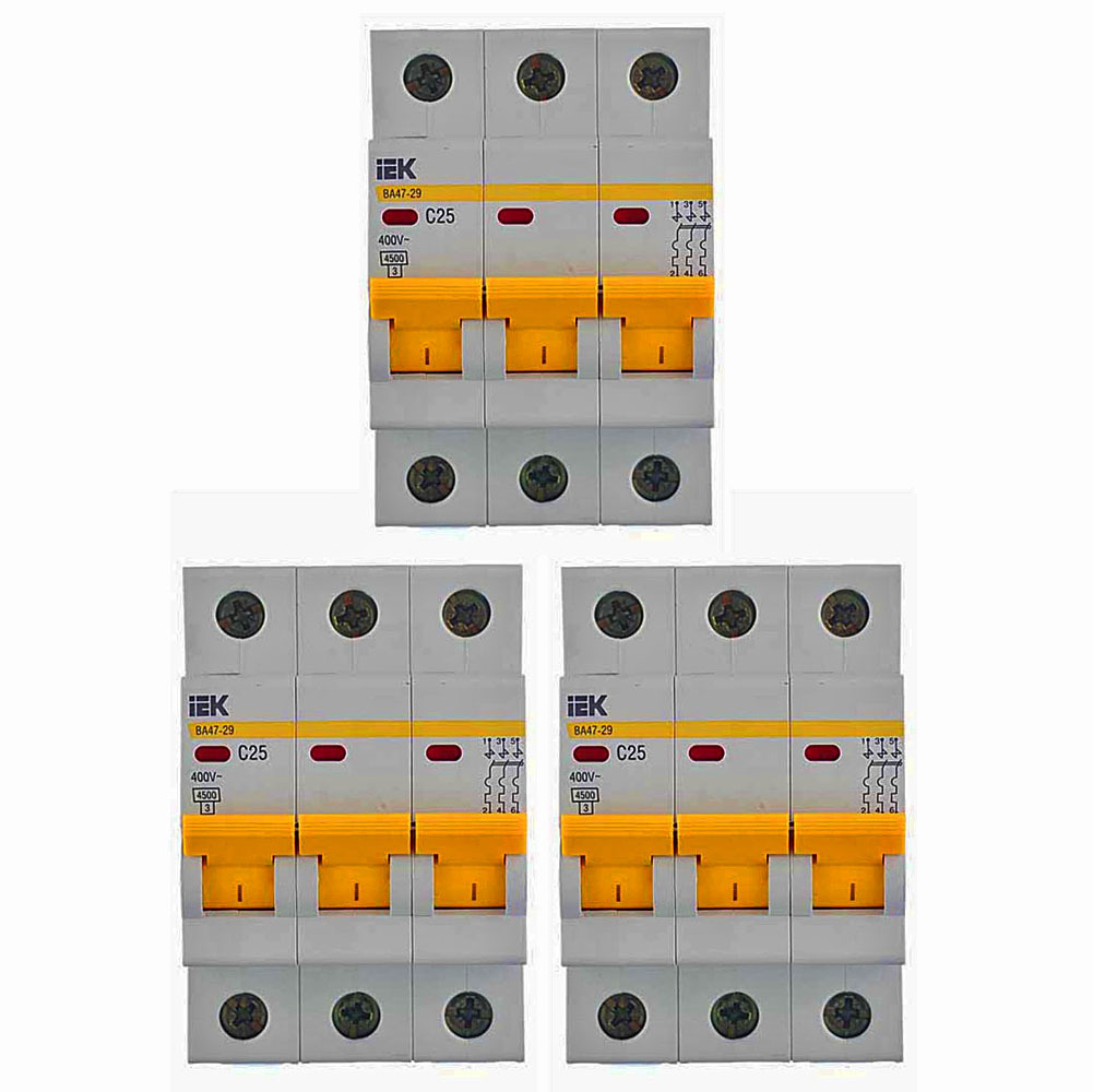 фото Автоматический выключатель iek ва 47-29 3p 25а тип c 4,5 ка 400 в на din-рейку