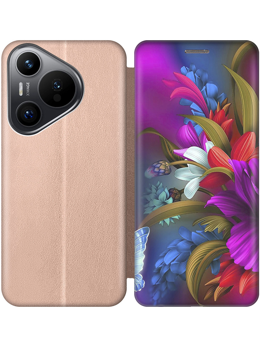 

Чехол-книжка на Huawei Pura 70 с принтом "Фантастические цветы" золотой, Золотистый;зеленый;красный;фиолетовый, 782624623