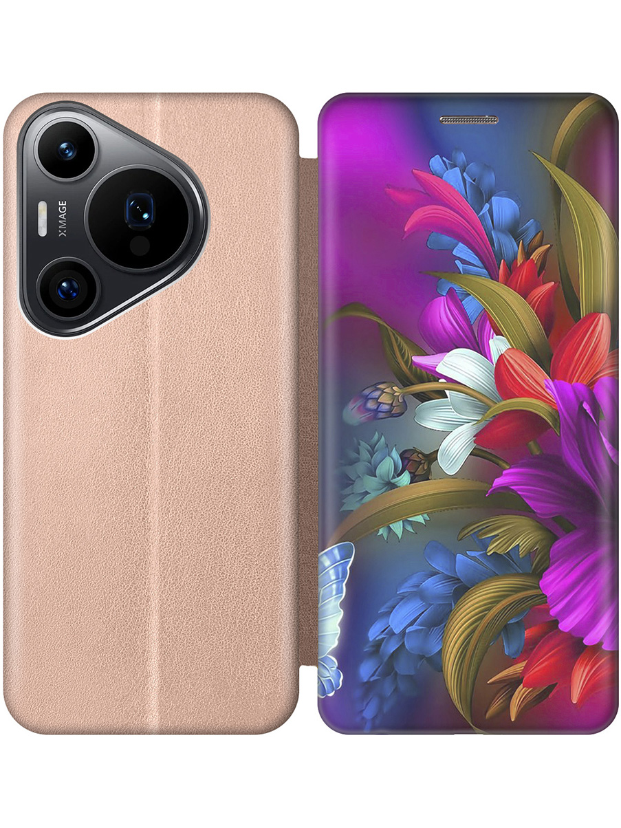 

Чехол-книжка на Huawei Pura 70 Pro / 70 Pro+ с принтом "Фантастические цветы" золотой, Золотистый;зеленый;красный;фиолетовый, 782625223