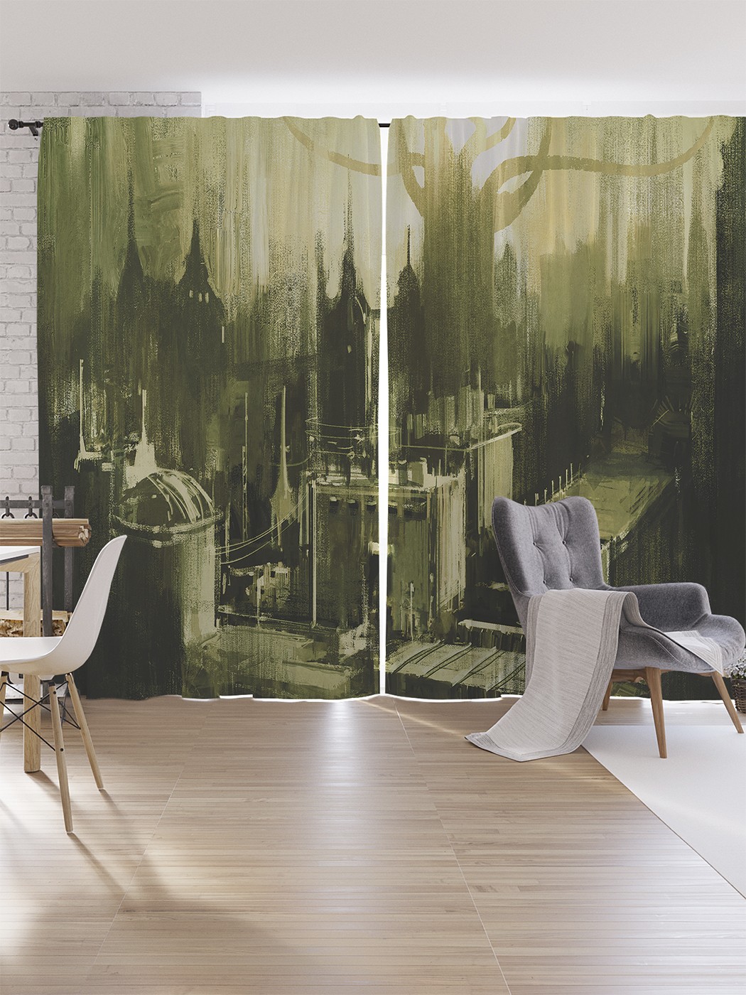 

Шторы под лён JoyArty "Вымышленная веленная", серия Oxford DeLux, 340х265 см, Вымышленная веленная