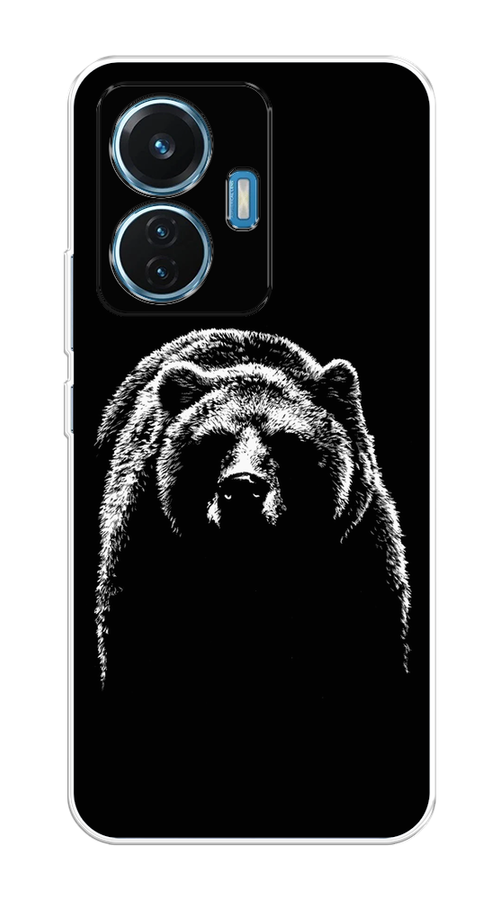 

Чехол на Vivo T1 "Медведь в ночи", Белый;черный, 267150-1
