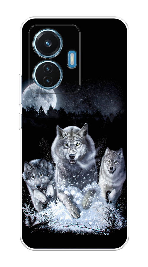 

Чехол на Vivo T1 "Стая волков под луной", Черный;белый;серый, 267150-1