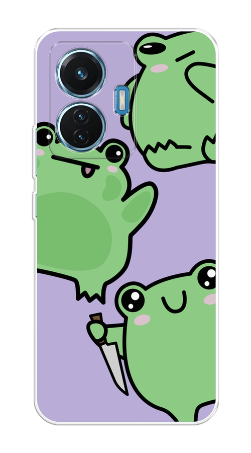 

Чехол на Vivo T1 "Опасные лягушата", Фиолетовый;зеленый;черный, 267150-1
