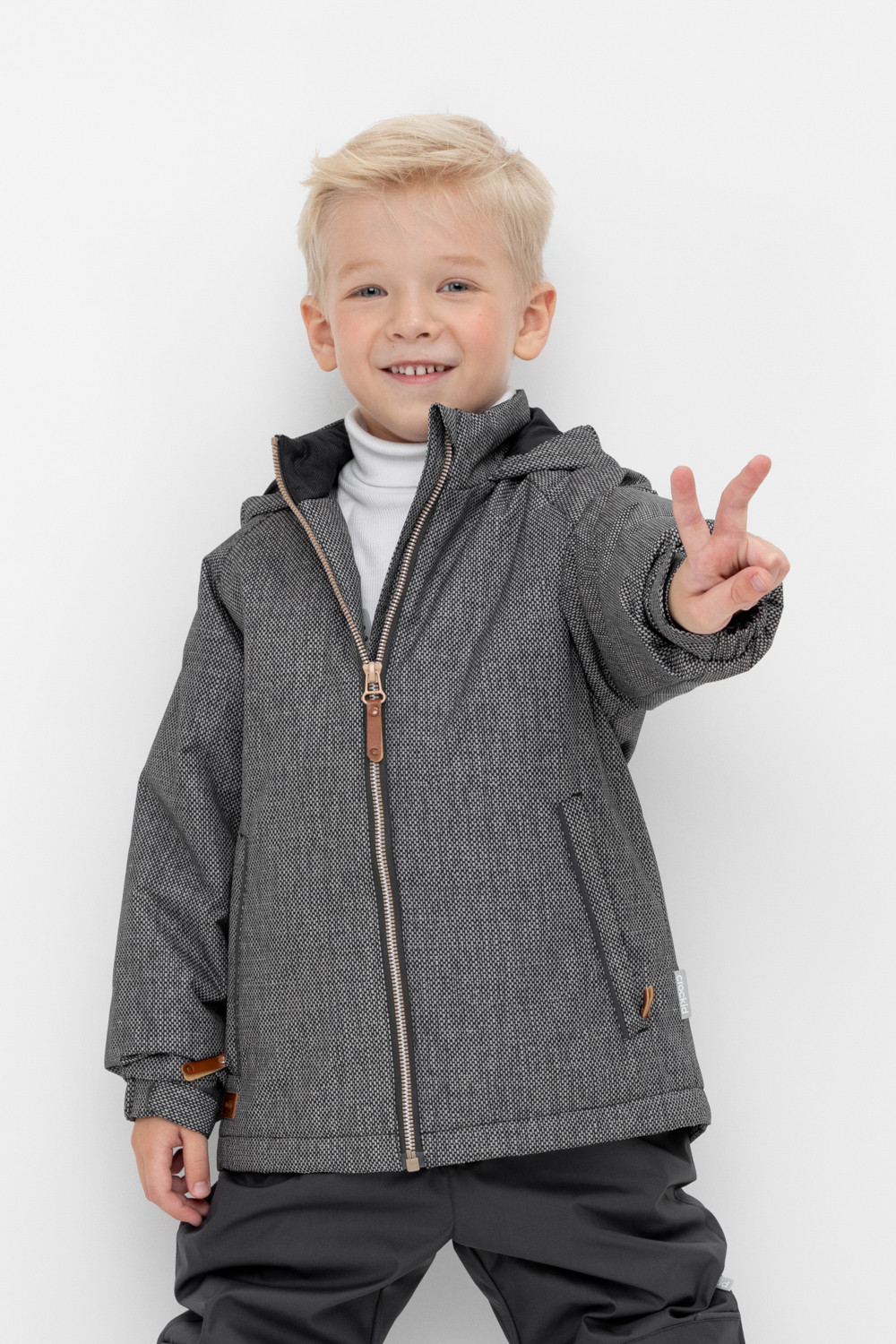 Куртка детская CROCKID 1B JKT 015.1_а, серо-коричневый, текстура ткани, 110