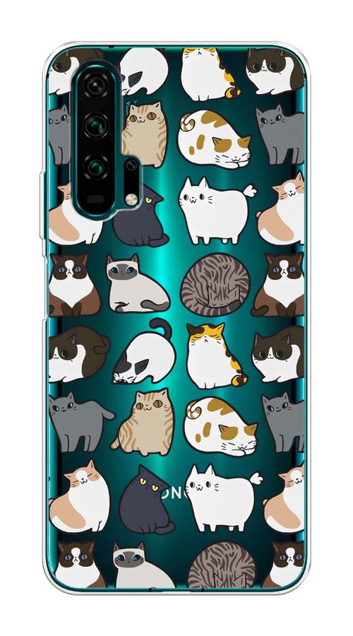 

Чехол на Honor 20 Pro "Милые котики", Прозрачный;белый;серый, 69350-1