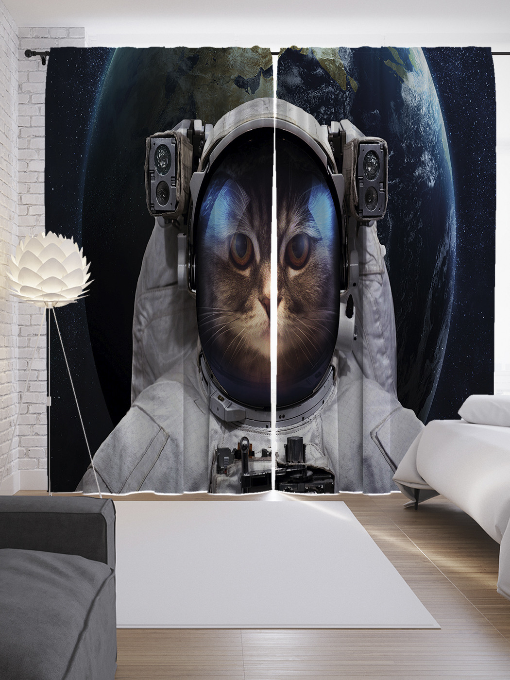 

Шторы JoyArty с фотопечатью "Кот на Марсе" из сатена, 290х265 см, Кот на Марсе