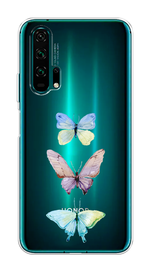 

Чехол на Honor 20 Pro "Акварельные бабочки", Бирюзовый;розовый, 69350-1