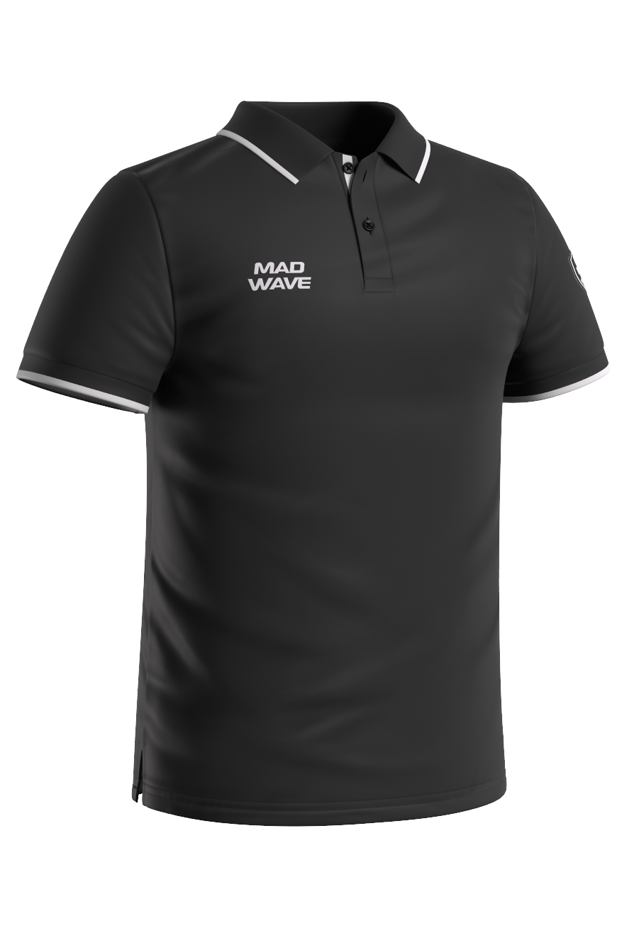 Футболка мужская Mad Wave Polo MW Stretch Adult черная 3XL