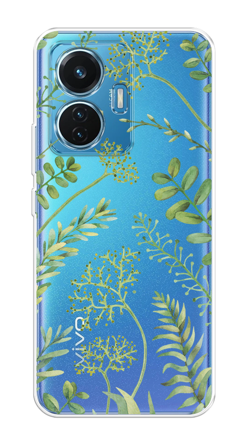 

Чехол на Vivo T1 "Green Leaves", Зеленый;прозрачный, 267150-1