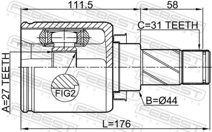 

Шрус Внутренний Левый 27X44X31 FEBEST 2911fliimtlh