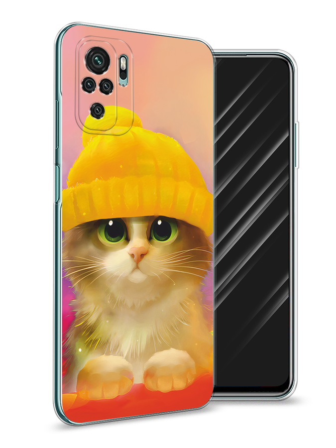 

Чехол Awog на Xiaomi Redmi Note 10 "Котенок в желтой шапке", Разноцветный, 39750-2