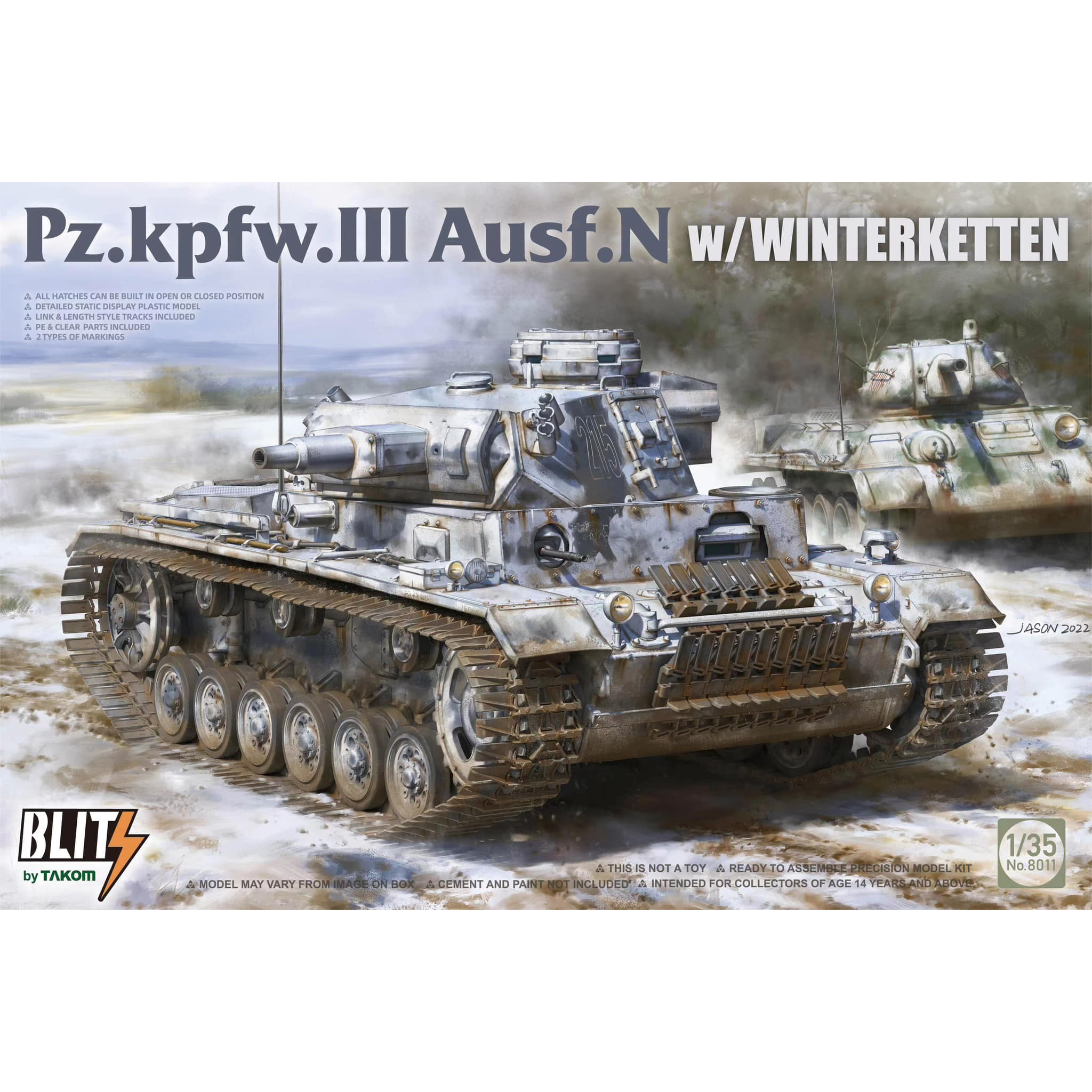 

Сборная модель Takom 1/35 Немецкий cредний танк Pz.Kpfw.III Ausf.N w/Winterketten 8011