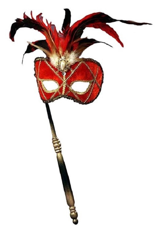 фото Венецианская маска с перьями (красная) forum novelties f57597