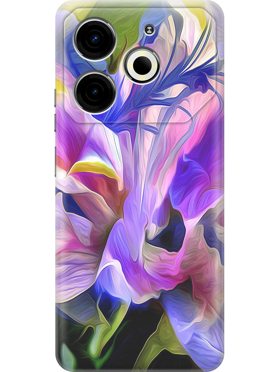 

Силиконовый чехол на Tecno Pova 6 Neo с принтом "Цветочная абстракция", Прозрачный;зеленый;синий;фиолетовый, 782634821