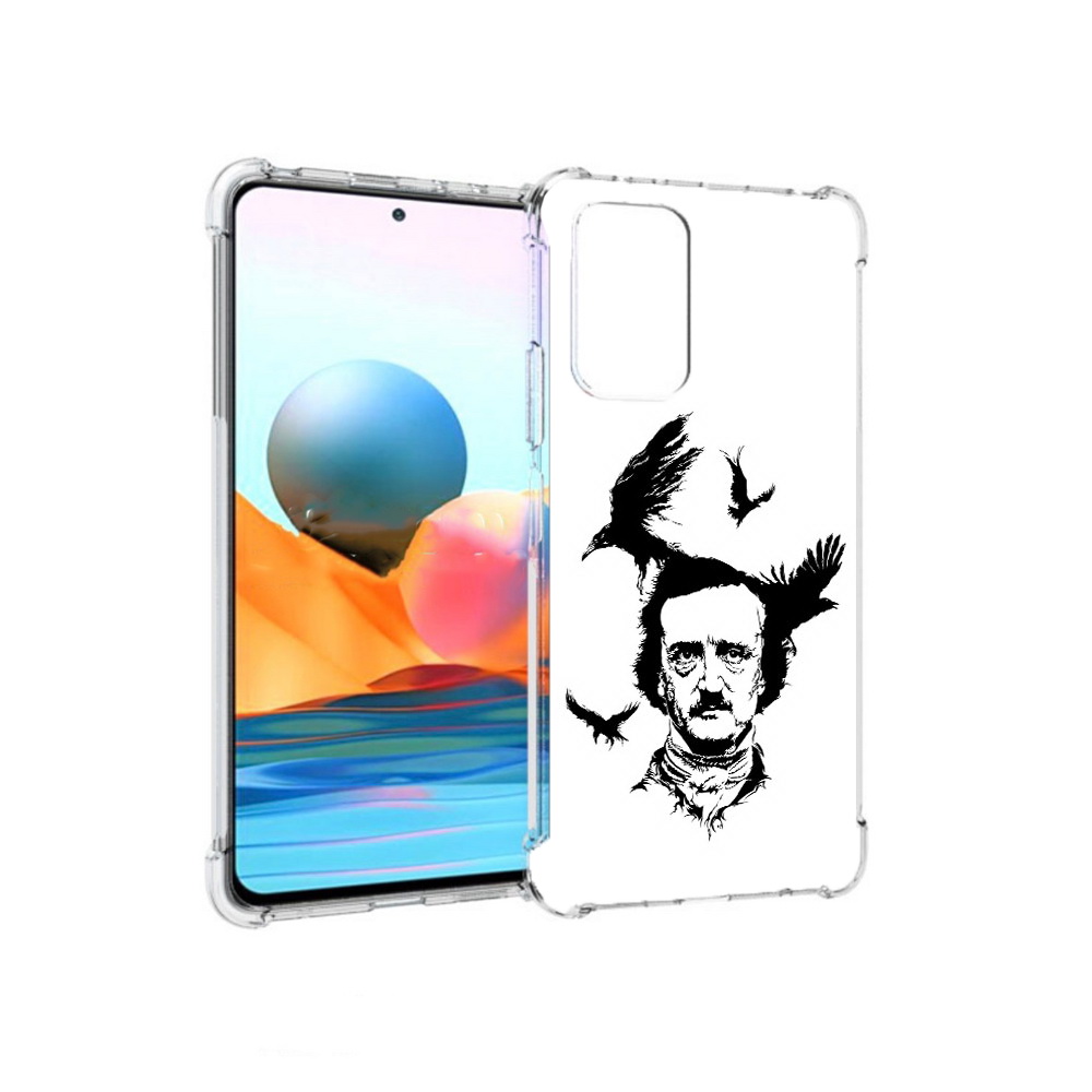 Чехол MyPads Tocco для Xiaomi Redmi Note 10 Pro Эдгар Аллан черно белый (PT158414.284.204)