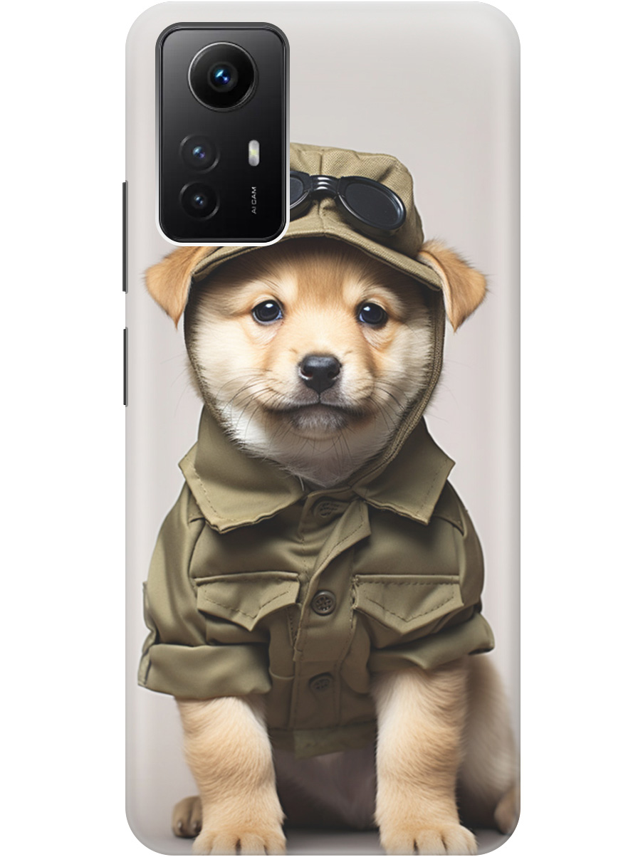 

Силиконовый чехол на Xiaomi Redmi Note 12s с рисунком "Щенок в форме", Серый;зеленый, 20001468