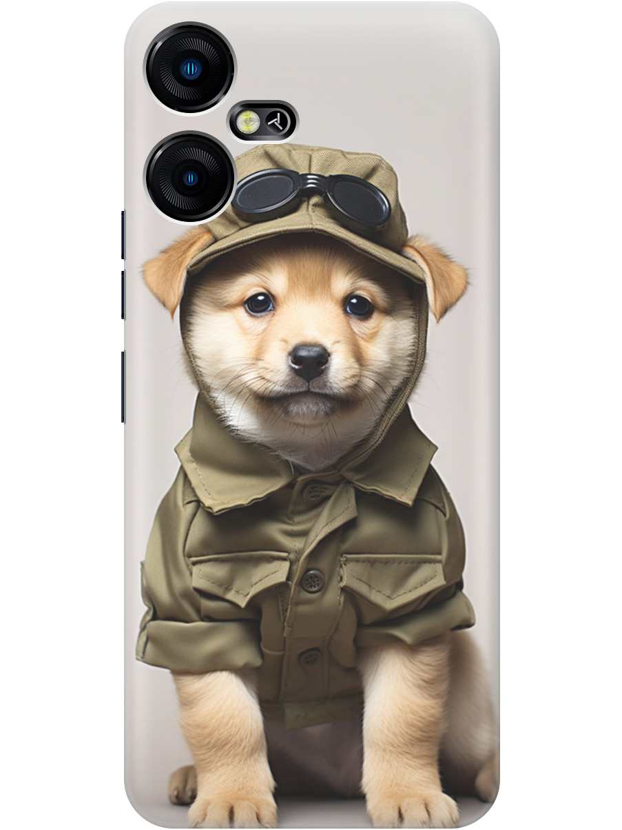 

Силиконовый чехол на Tecno Pova Neo 3 с рисунком "Щенок в форме", Серый;зеленый, 20001480