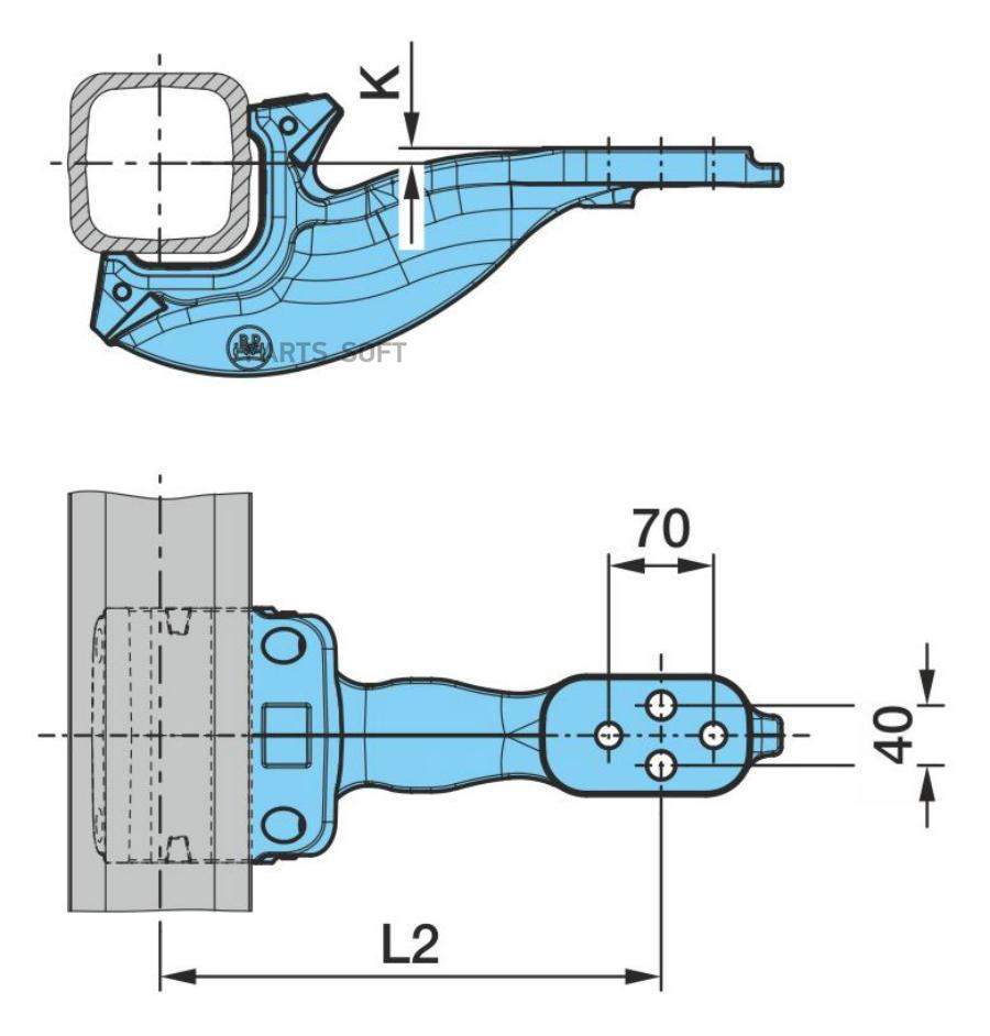 Рычаг подвески! нижний L2=335mm, К1=-10mm ECO AIR COMPACT BPW