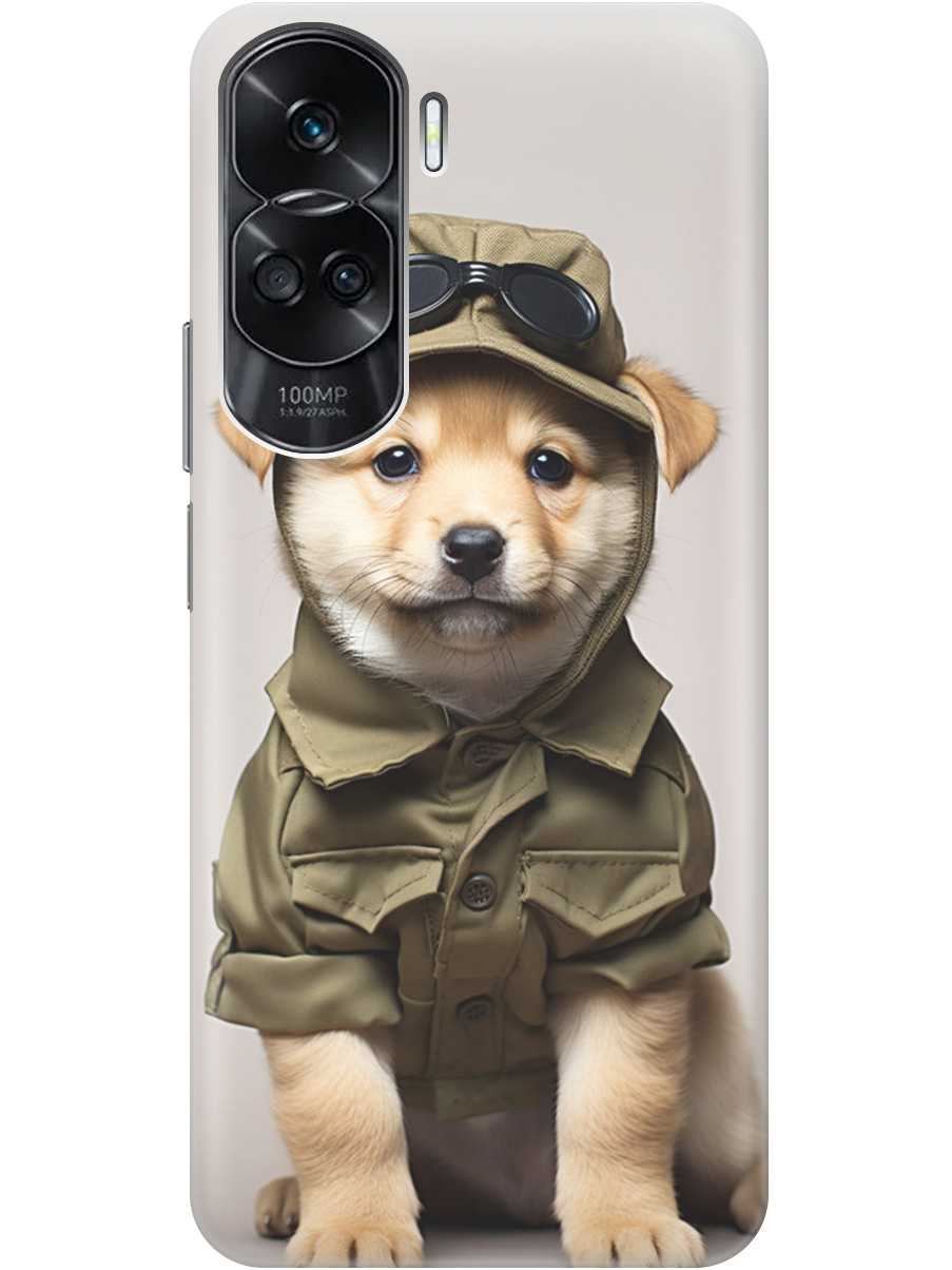 

Силиконовый чехол на Honor 90 Lite с рисунком "Щенок в форме", Серый;зеленый, 20001432