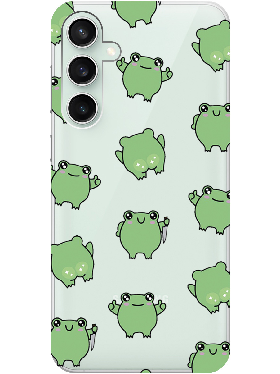 

Силиконовый чехол на Samsung Galaxy S23 FE с рисунком "Лягушка с ножиком" прозрачный, Прозрачный;зеленый, 20001435