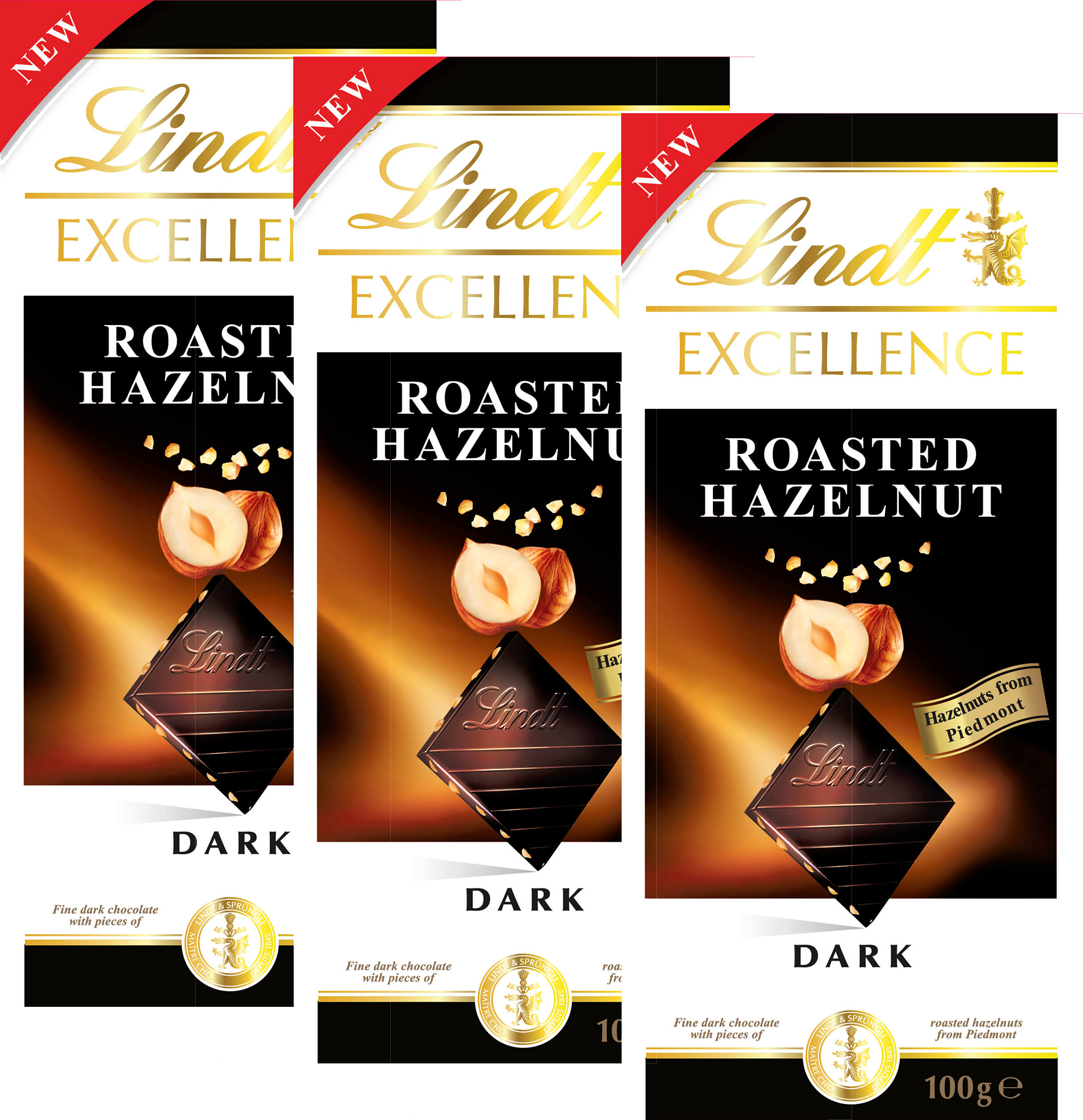 Шоколад темный Lindt Excellence Lindt с обжаренным фундуком, 3 шт по 100 г