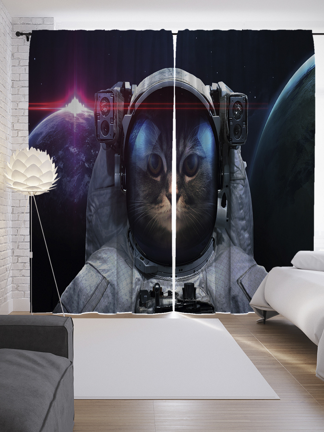 

Шторы JoyArty с фотопечатью "Кот в галактике" из сатена, 290х265 см, Кот в галактике