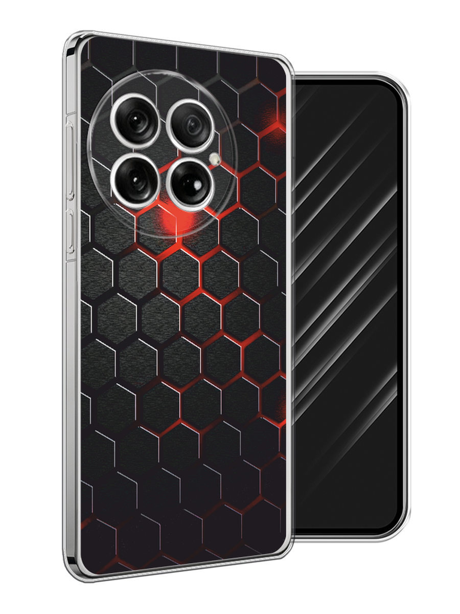 

Чехол Awog на OnePlus 13 "Фон соты красные", Красный;черный, 155350-1