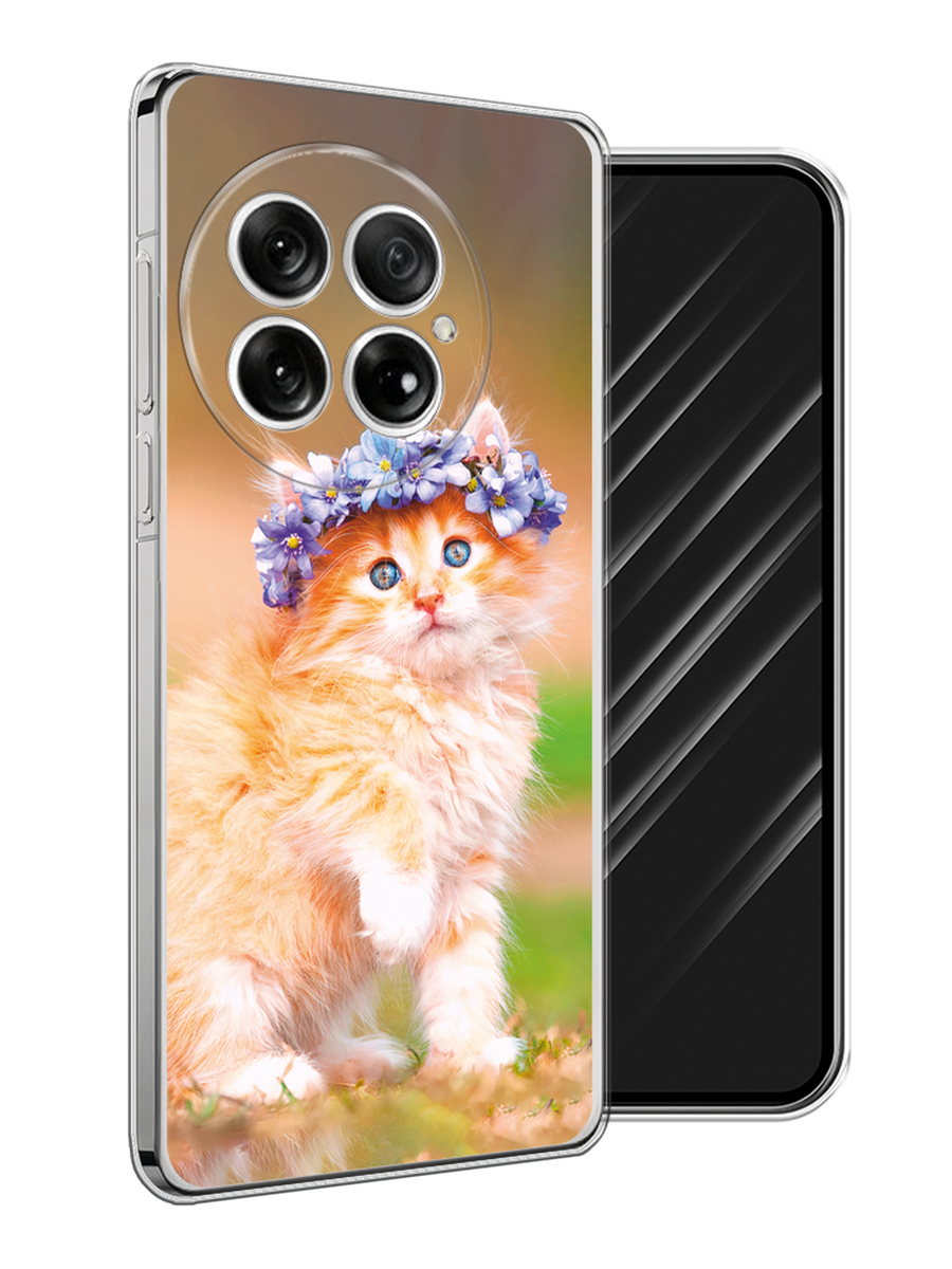 

Чехол Awog на OnePlus 13 "Рыжий кот в венке", Коричневый;синий, 155350-1