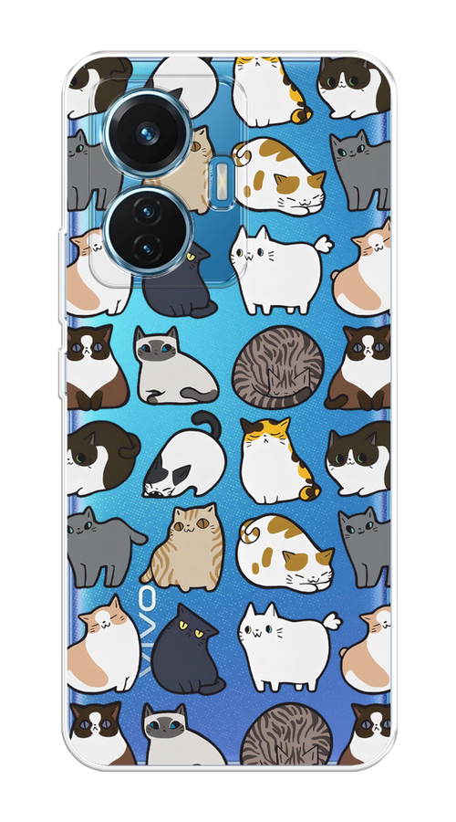 

Чехол на Vivo T1 "Милые котики", Прозрачный;белый;серый, 267150-1