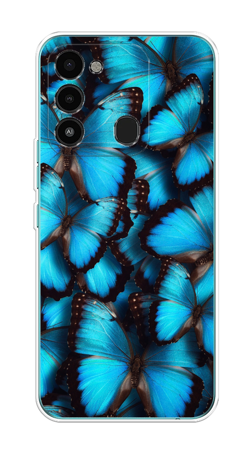 

Чехол на Tecno Spark Go 2022/8С/9 "Тропическая бабочка 2", Голубой;черный, 301250-1