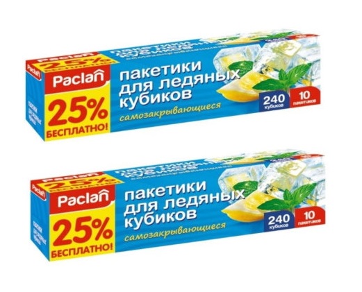 фото Мешочки для приготовления ледяных кубиков paclan 10 х 24 шт (240 шт) в коробке х 2 упак.