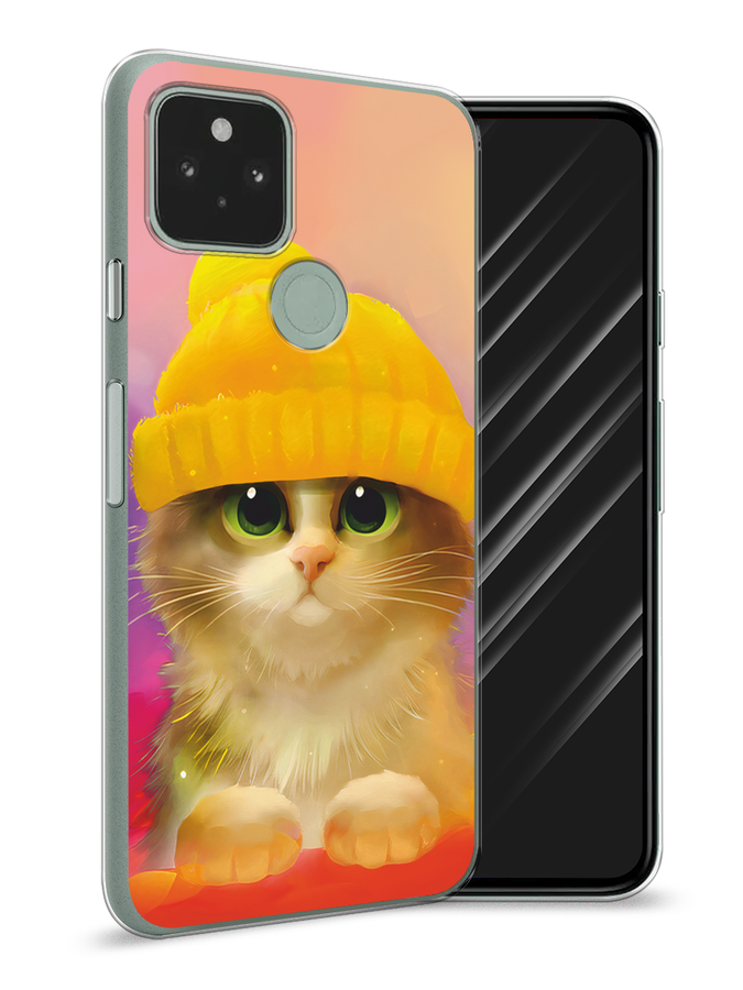 

Чехол Awog на Google Pixel 5A "Котенок в желтой шапке", Разноцветный, 271050-2