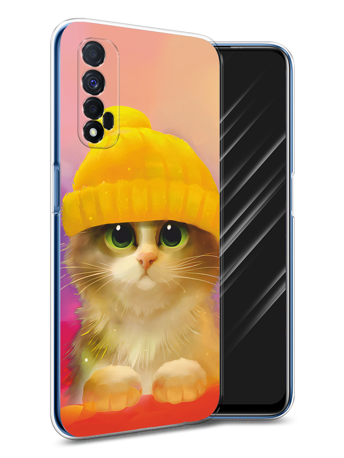 

Чехол Awog на Realme 7 "Котенок в желтой шапке", Разноцветный, 254150-2