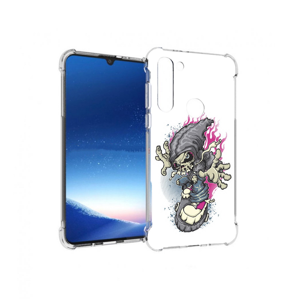 

Чехол MyPads Tocco для Motorola Moto G8 Power нарисованный скелет на скейт борде, Прозрачный, Tocco