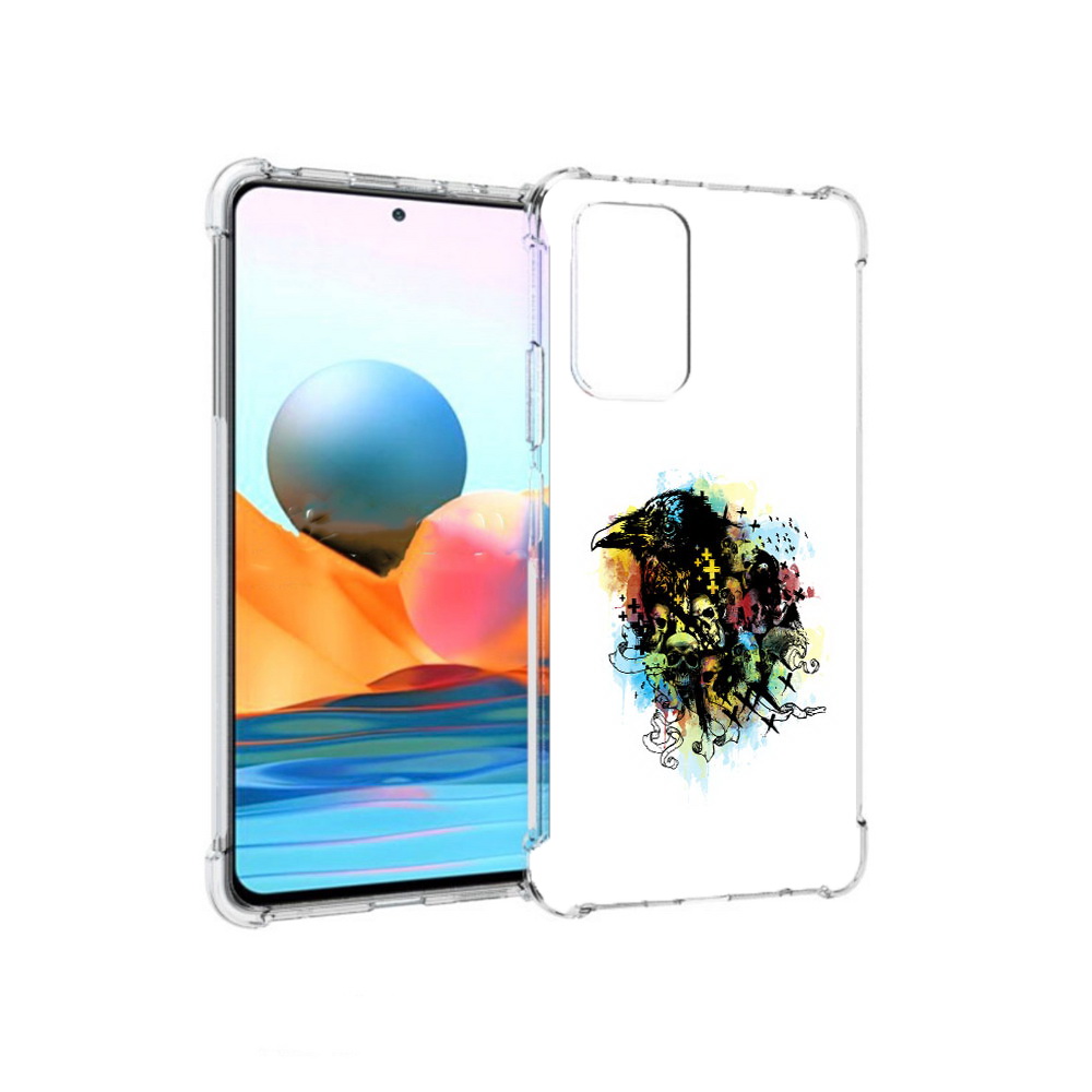 Чехол MyPads Tocco для Xiaomi Redmi Note 10 Pro ворон и черепа (PT158414.284.273)