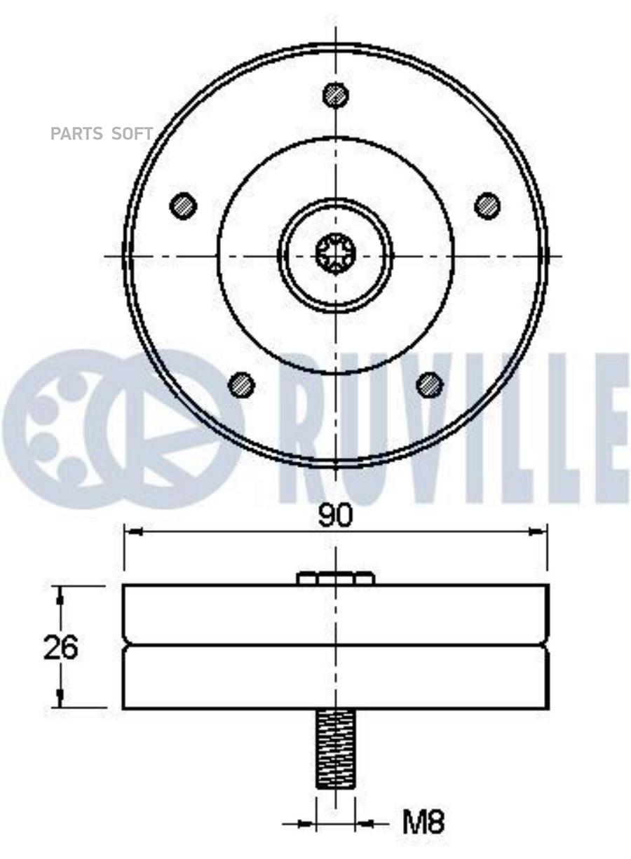 Ролик РучРемня Audi A4A5 1820tfsi 07 Ruville арт 542021 2840₽