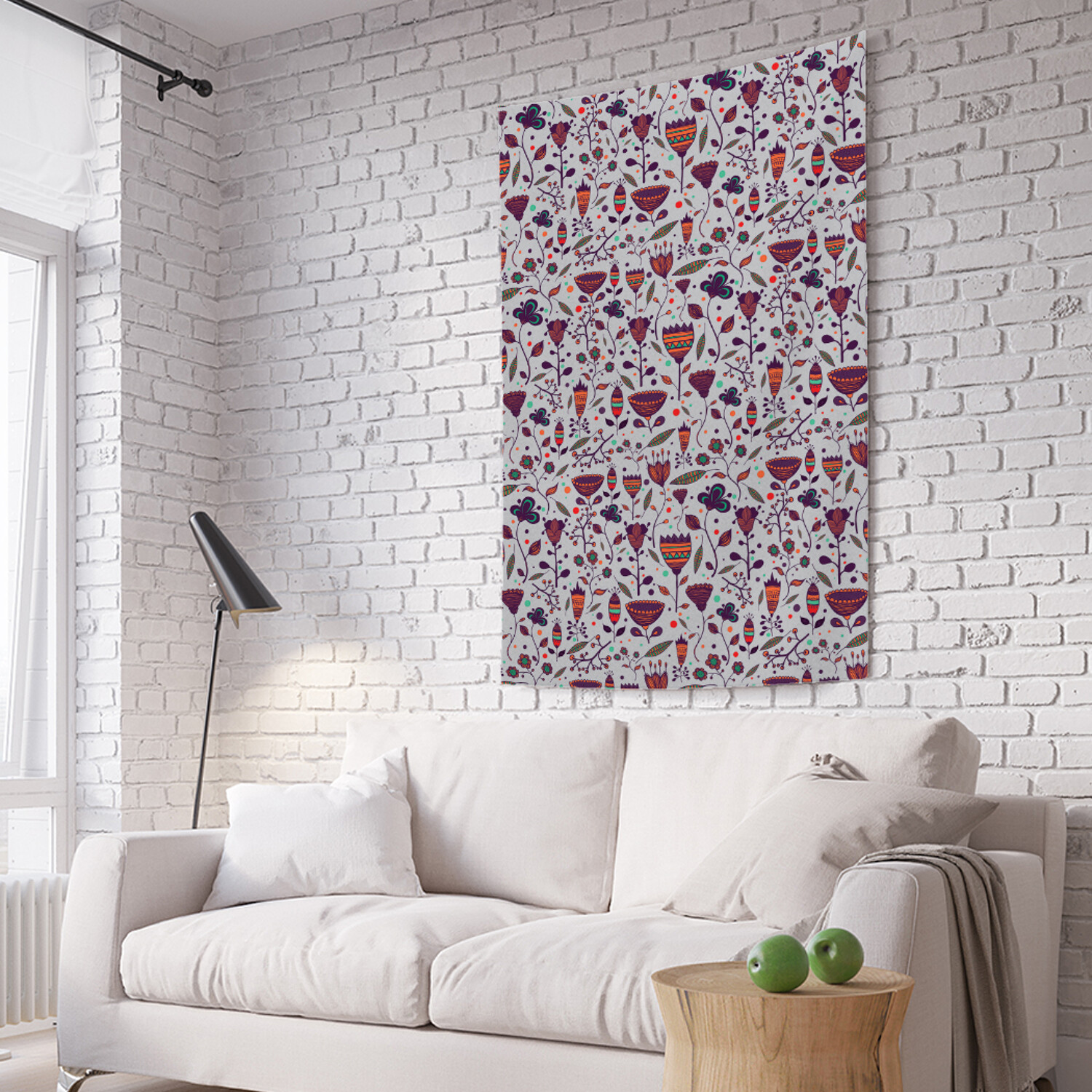 

Вертикальное фотопанно на стену JoyArty Цветочный дудл 150x200 см, Цветочный дудл