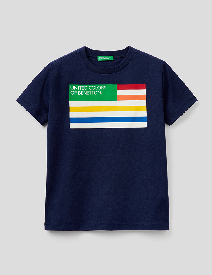 фото Футболка для мальчиков benetton цв. синий р.128 united colors of benetton