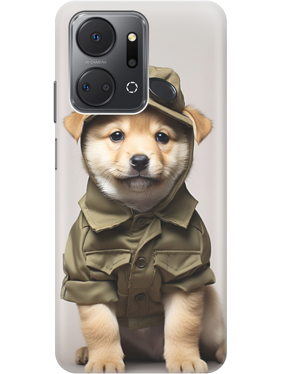 

Силиконовый чехол на Honor X7a с рисунком "Щенок в форме", Серый;зеленый, 20000896