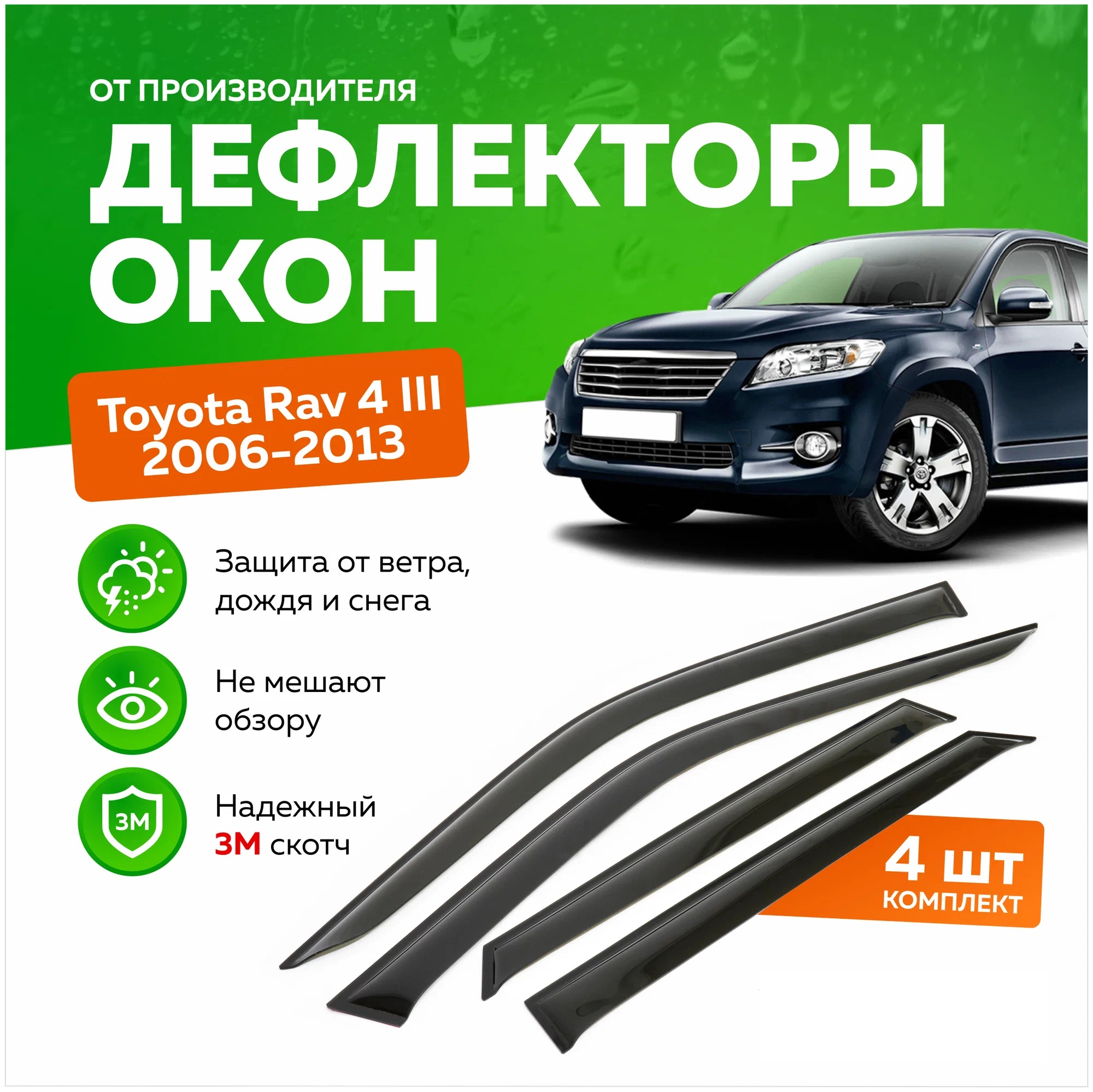 

Дефлектор двери (ветровики) для Toyota RAV 4 III (2006-2013), ANV_Toyota_Rav4_2006