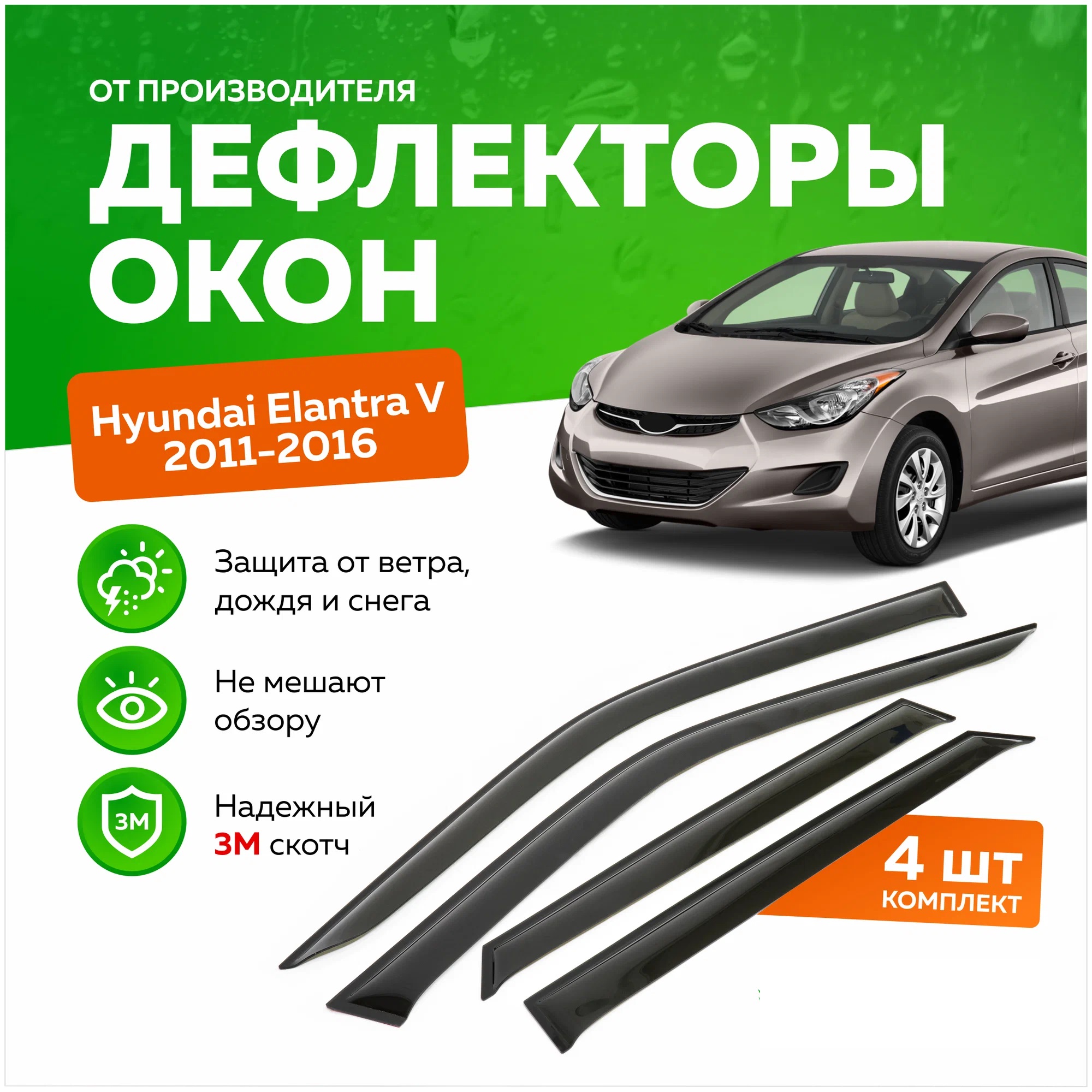 

Дефлектор двери (ветровики) на Hyundai Elantra (AD), (2015-2020), A0064