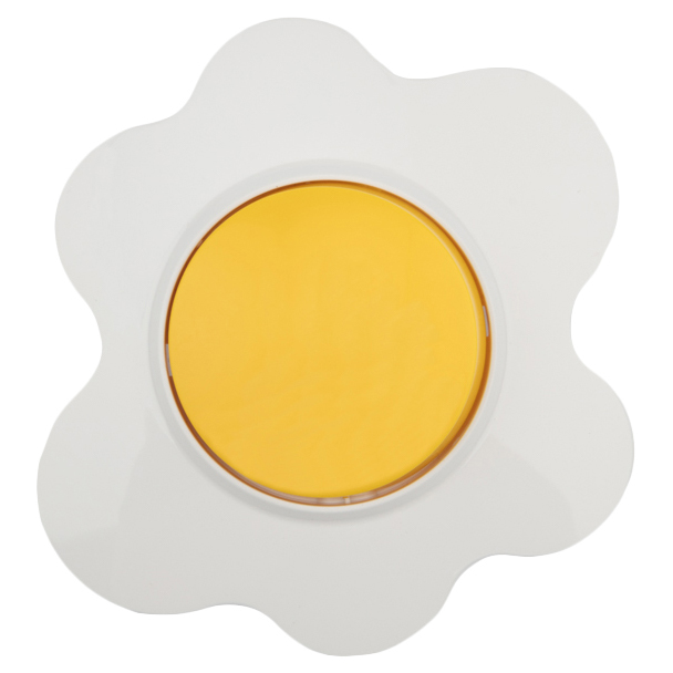 фото Выключатель одноклавишный kranz happy яичница скрытой установки, желтый/белый