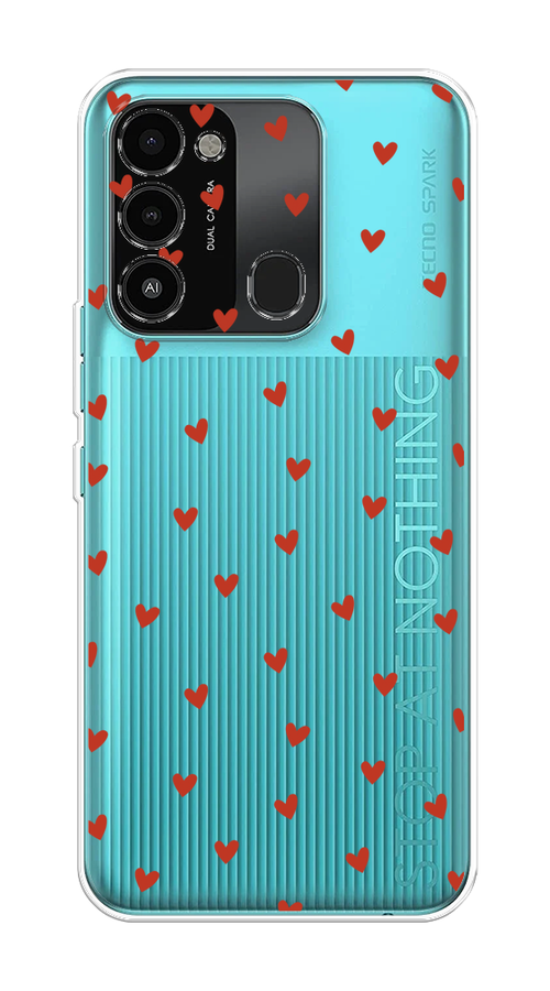 

Чехол на Tecno Spark Go 2022/8С/9 "Red hearts", Красный;прозрачный, 301250-1