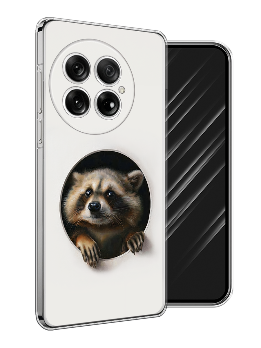 

Чехол Awog на OnePlus 13 "Любопытный енот", Коричневый;черный;белый, 155350-1