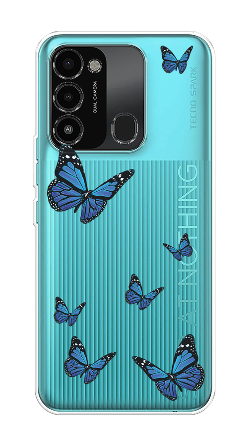 

Чехол на Tecno Spark Go 2022/8С/9 "Blue butterflies", Синий;черный, 301250-1